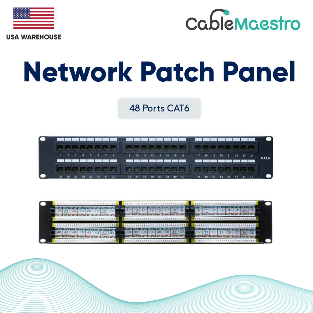 Patch Panel 48 Port UTP CAT6 RJ45 110 Network Surface Wall Mount Bracket