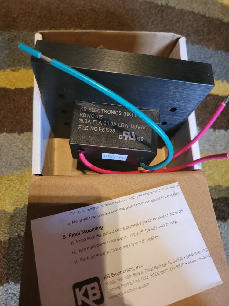 KB Electronics Model KBWC-115K (UR) Variable Speed Fan Control, Wall Mount, R...
