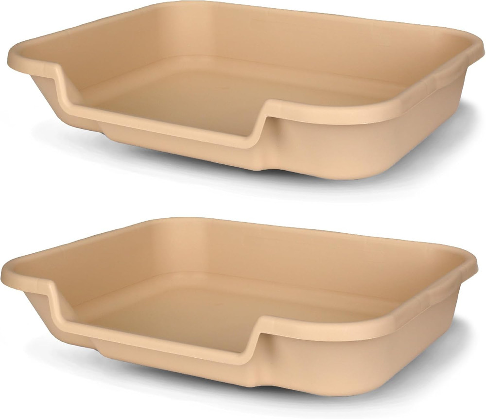 Kittygohere Senior Cat Litter Box 2 Pack - Low Entry for Comfort