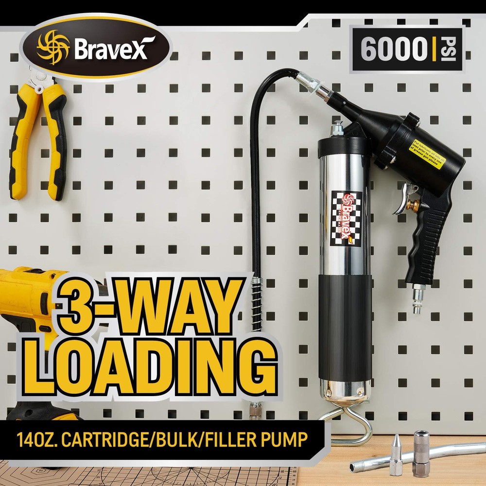 Air Operated Grease Gun 14oz Automatic Professional Continuous Cycle Pneumatic