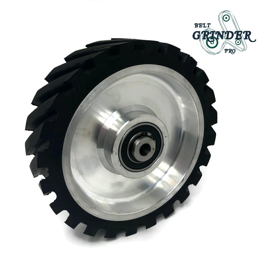 8" Belt Grinder Contact Wheel Serrated Rubber With 2 heavy Duty bearings 6205 RS