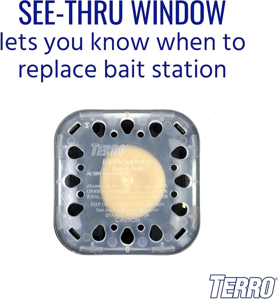TERRO T500 Indoor Multi-Surface Roach Bait Stations - 1 Pack, Black
