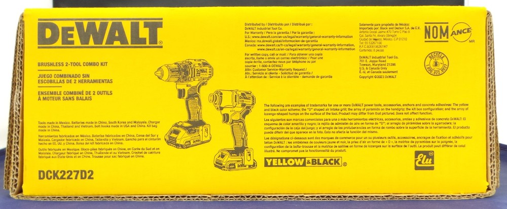 DEWALT DCK227D2 20V MAX 2-Tool Brushless Power Tool Combo Kit w/Soft Case NEW