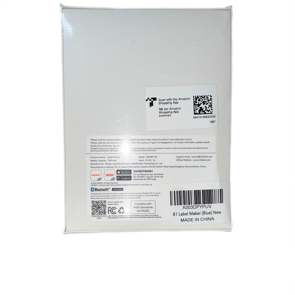 NIIMBOT B1 Bluetooth Barcode Printer 2" Portable Thermal Label Maker Wireless