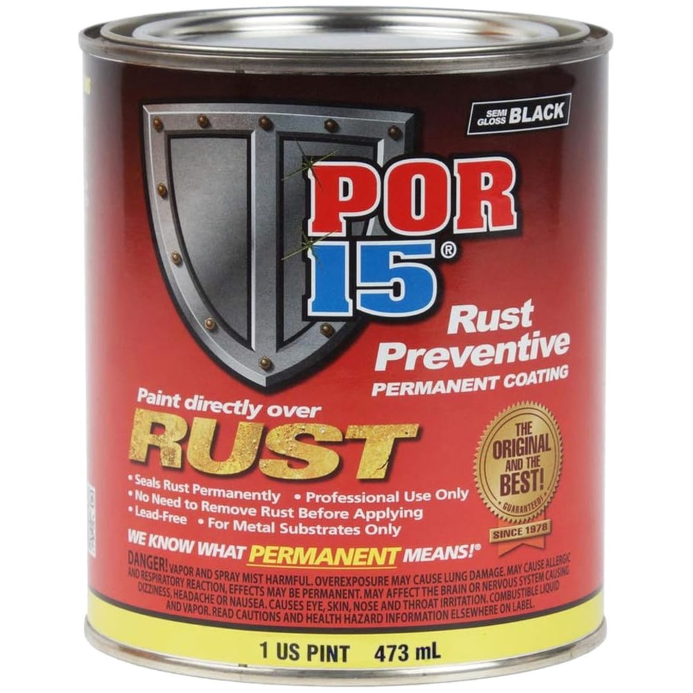 Semi-Gloss Black Rust Preventive Coating - 16 Fl Oz, Cures with Moisture