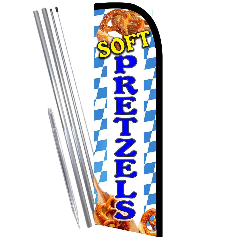 SOFT PRETZELS Premium Windless Feather Flag Bundle (Complete Kit) OR Optional R