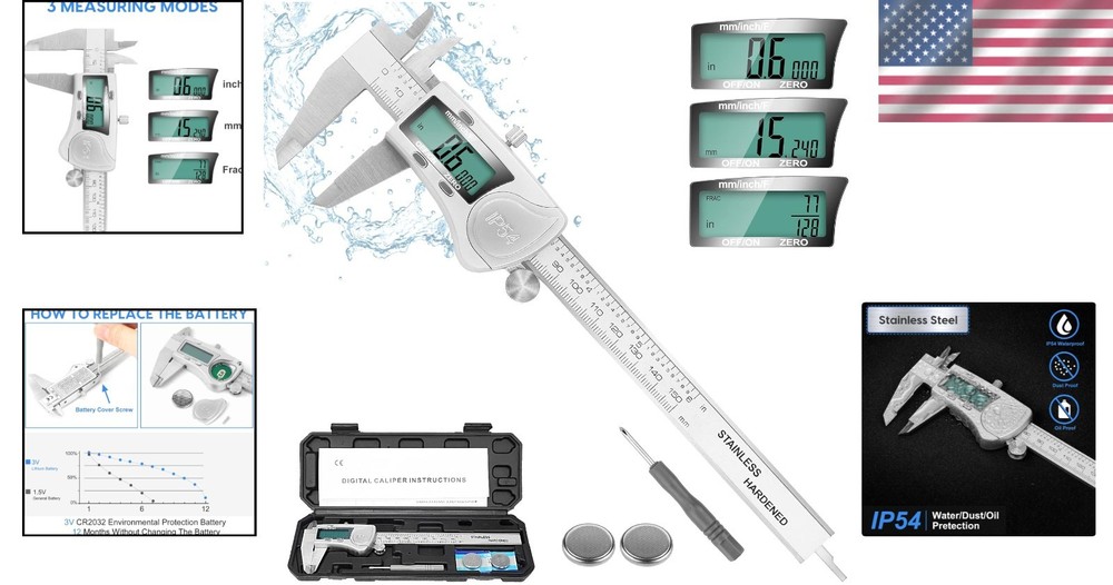 Industrial-Grade Digital Caliper, 3 Units Conversion-