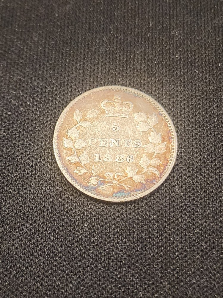 1886 Canada 5 Cents Silver Coin