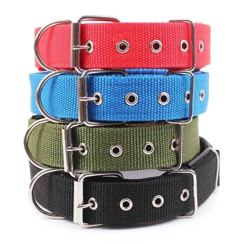 Share Adjustable Nylon Dog Collar for Small Medium Large Dogs Stylish Solid Pe