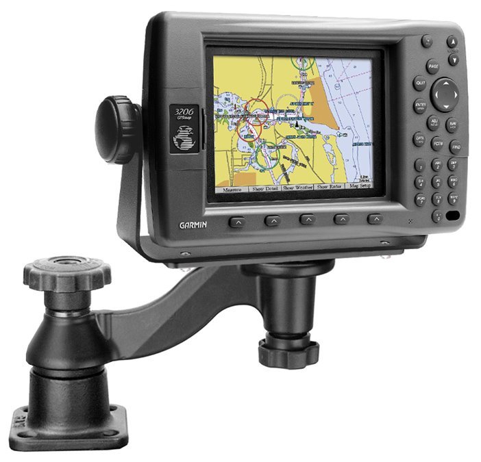 RAM Marine Mount with 6" Swing Arm, Rectangle Base and Horizontal Mounting Base