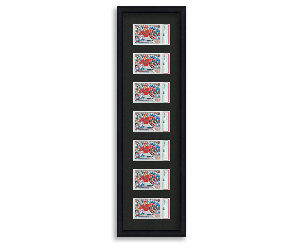 PSA Graded Card Frame Display Holds (7) Slabs Baseball, UV Protection (optional)