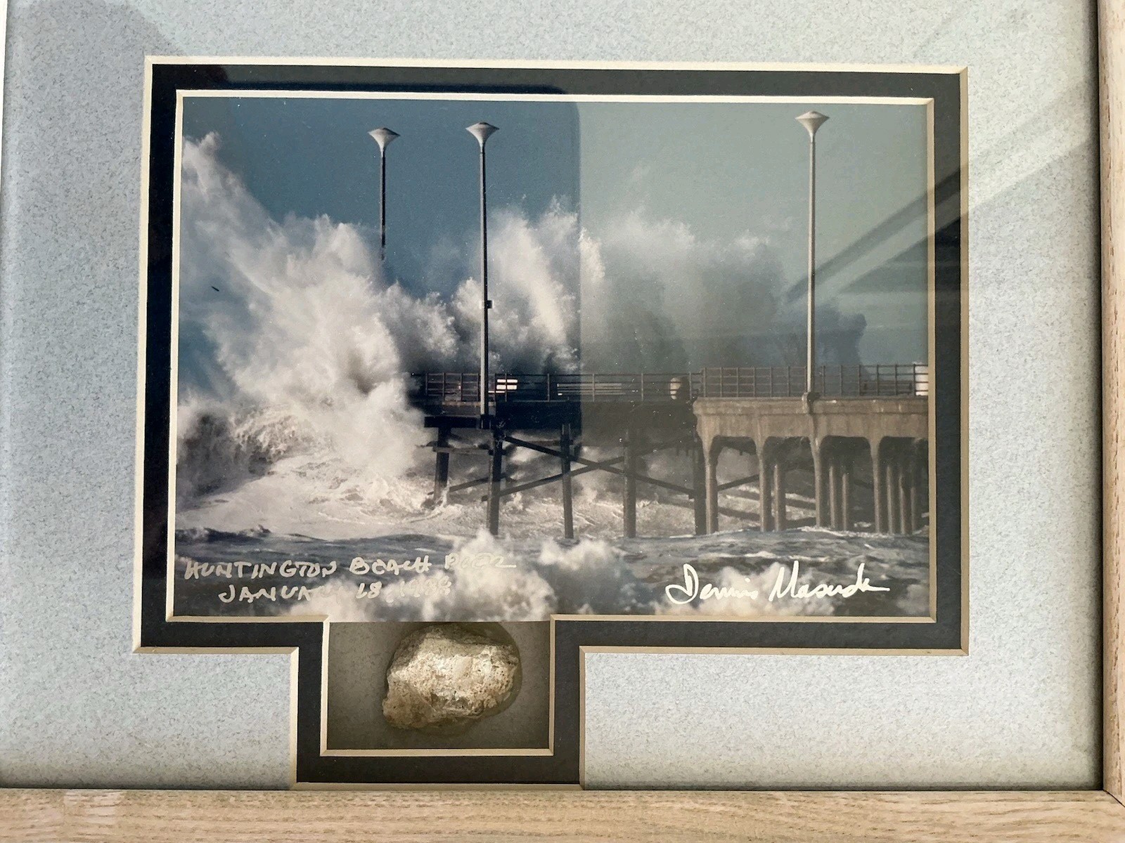 Huntington Beach Pier Photograph Art Dennis Masuda Signed Framed California 1988