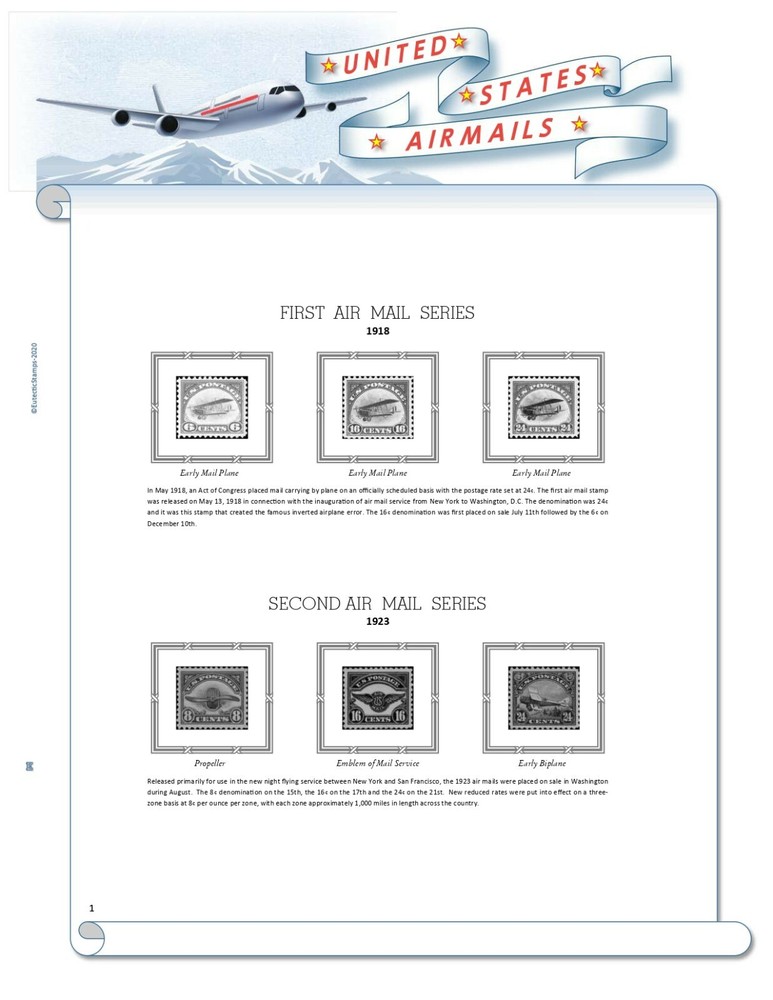 U.S. Airmail Stamp Supplement 1918 - 2012  (White Ace Alternative)