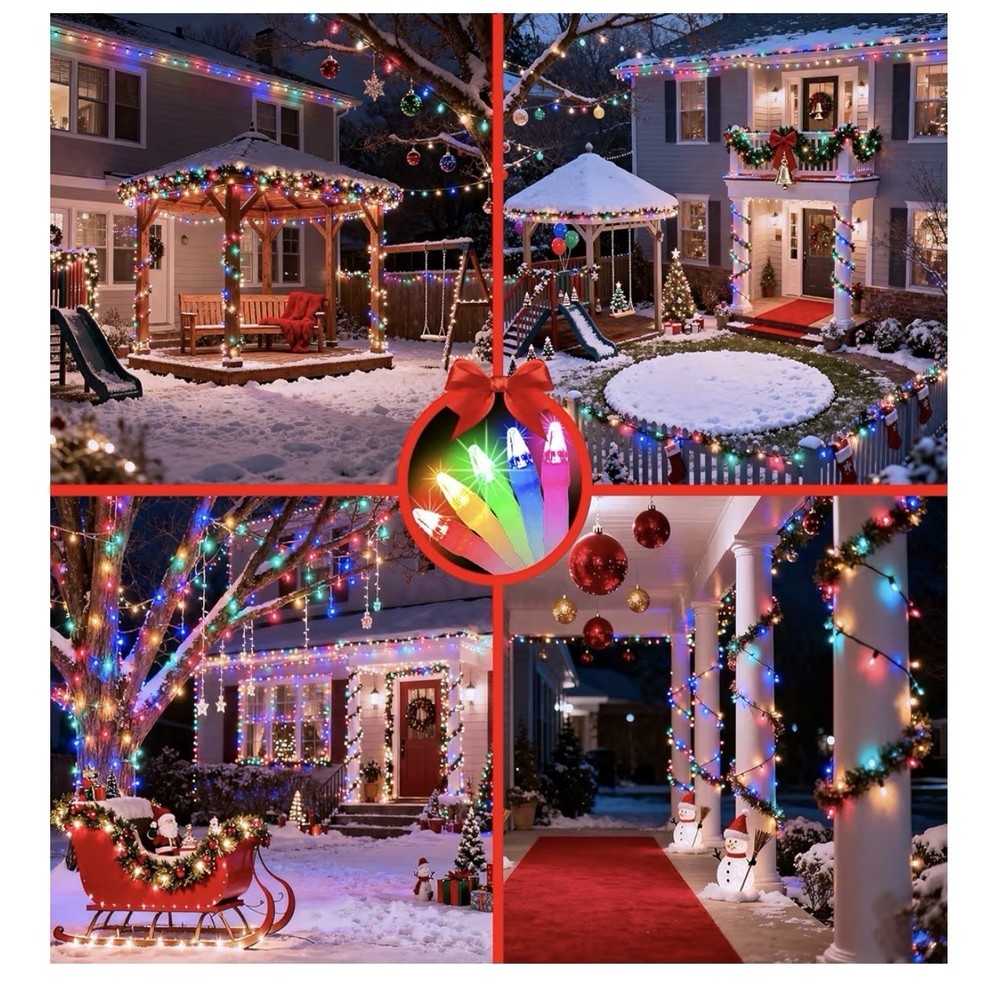 1500 LED 470FT Christmas String Lights, 12 Modes and Timer Memory Dimmable, Plug