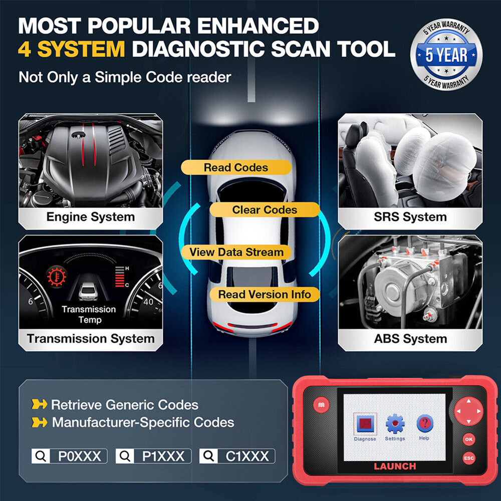 2026 LAUNCH CRP123 OBD2 Scanner ABS SRS Code Reader Engine Car Diagnostic Tool