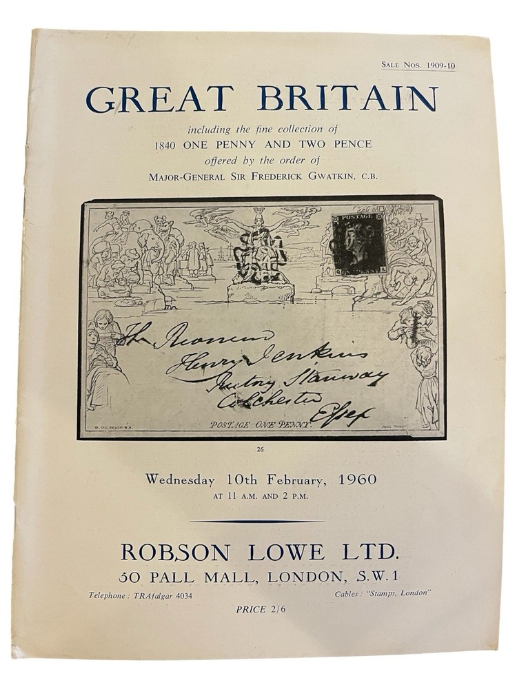 1960 Robson Lowe Auction Catalogue - Great Britain & Bid Penny Black Collection