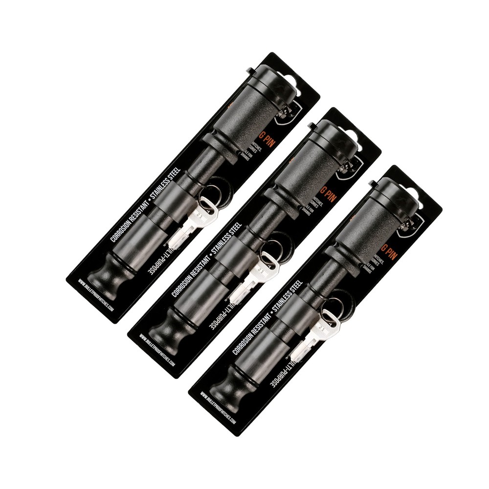 BulletProof BLACKBPLP3 3PC SET 5/8" Diameter Keyed Black Ops Locking Hitch Pin