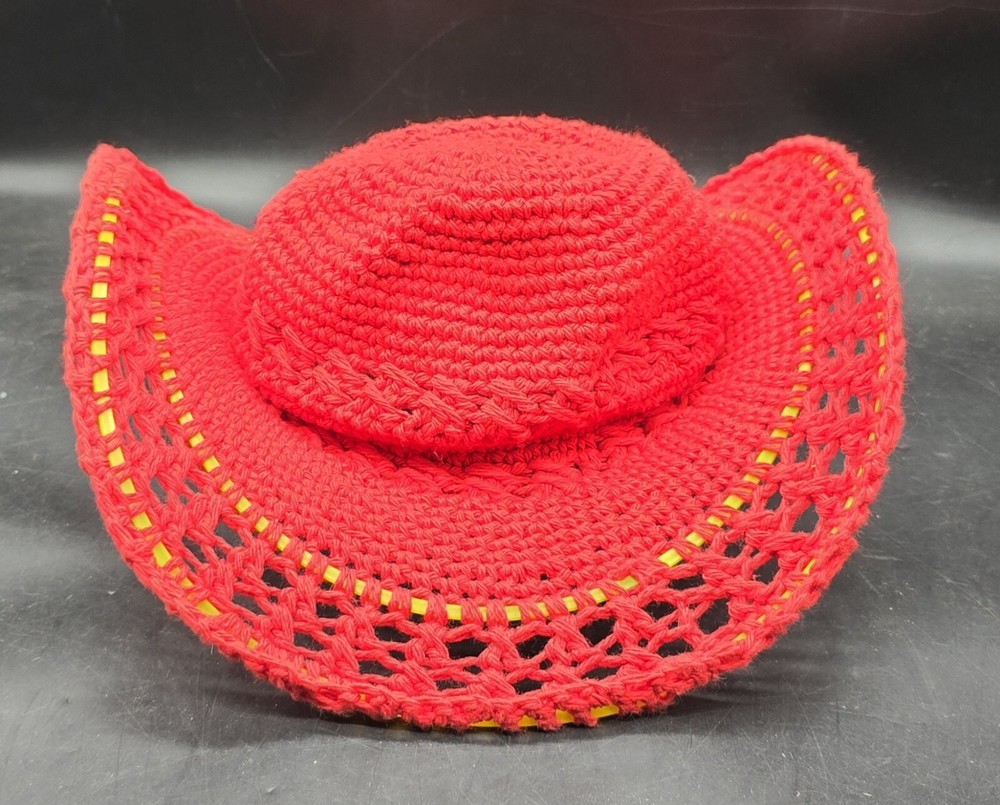 Handmade Crocheted Hat Red Black