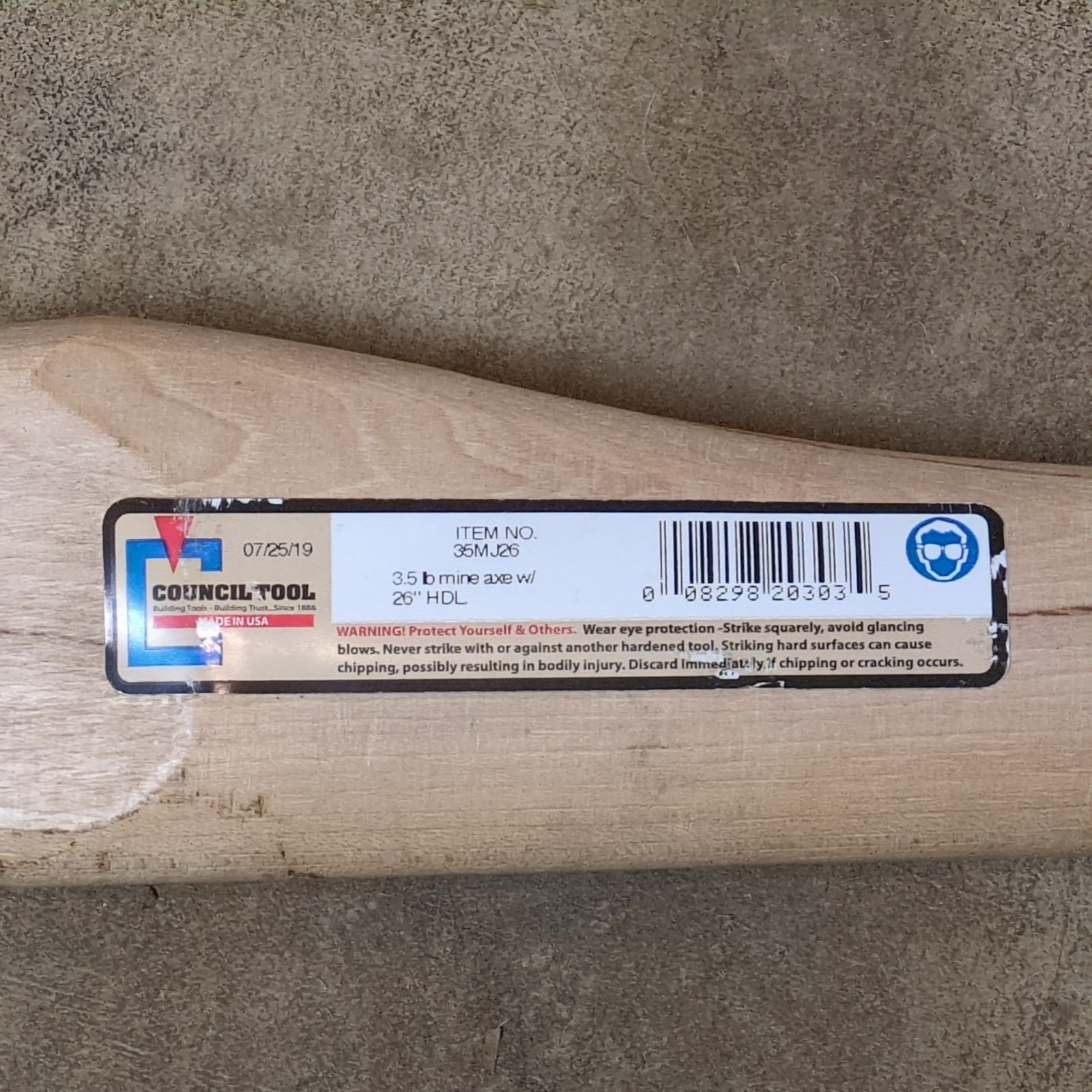 Council Tool 35MJ26 3.5 lbs. Jersey Miner’s Axe, 26" Straight Handle, US Made