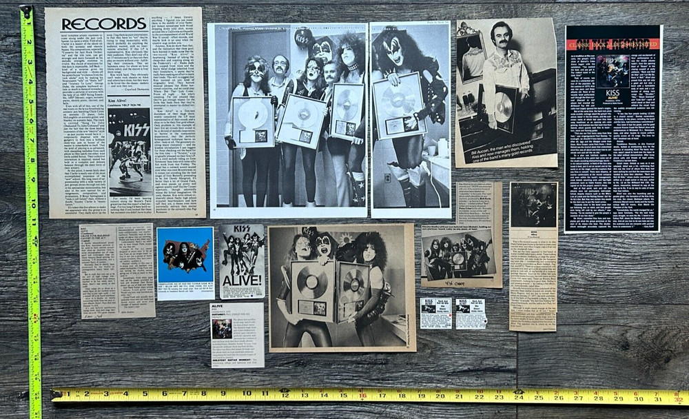 KISS Ad Advert Clippings Kiss Alive Concert Album 13pc Lot Vintage Kiss Aucoin