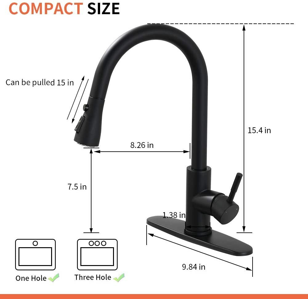Matte Black Sensor Touch Kitchen Sink Faucet Pull Down Sprayer Swivel with Cover