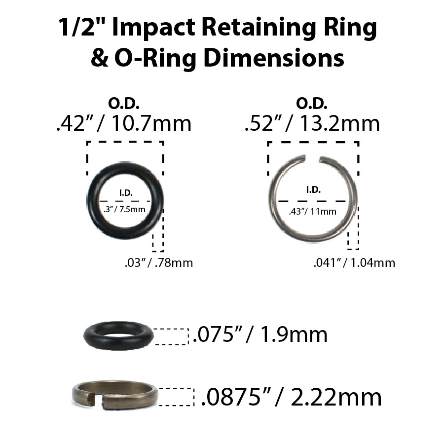 1/2" Impact Wrench Retaining Ring Clip with O-Ring Matco Craftsman IR Mac-2 Sets