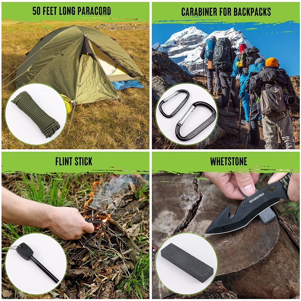 WORKPRO Camping Hatchet & Machete with Sheath Camping Tool Sets Fixed Blade NEW