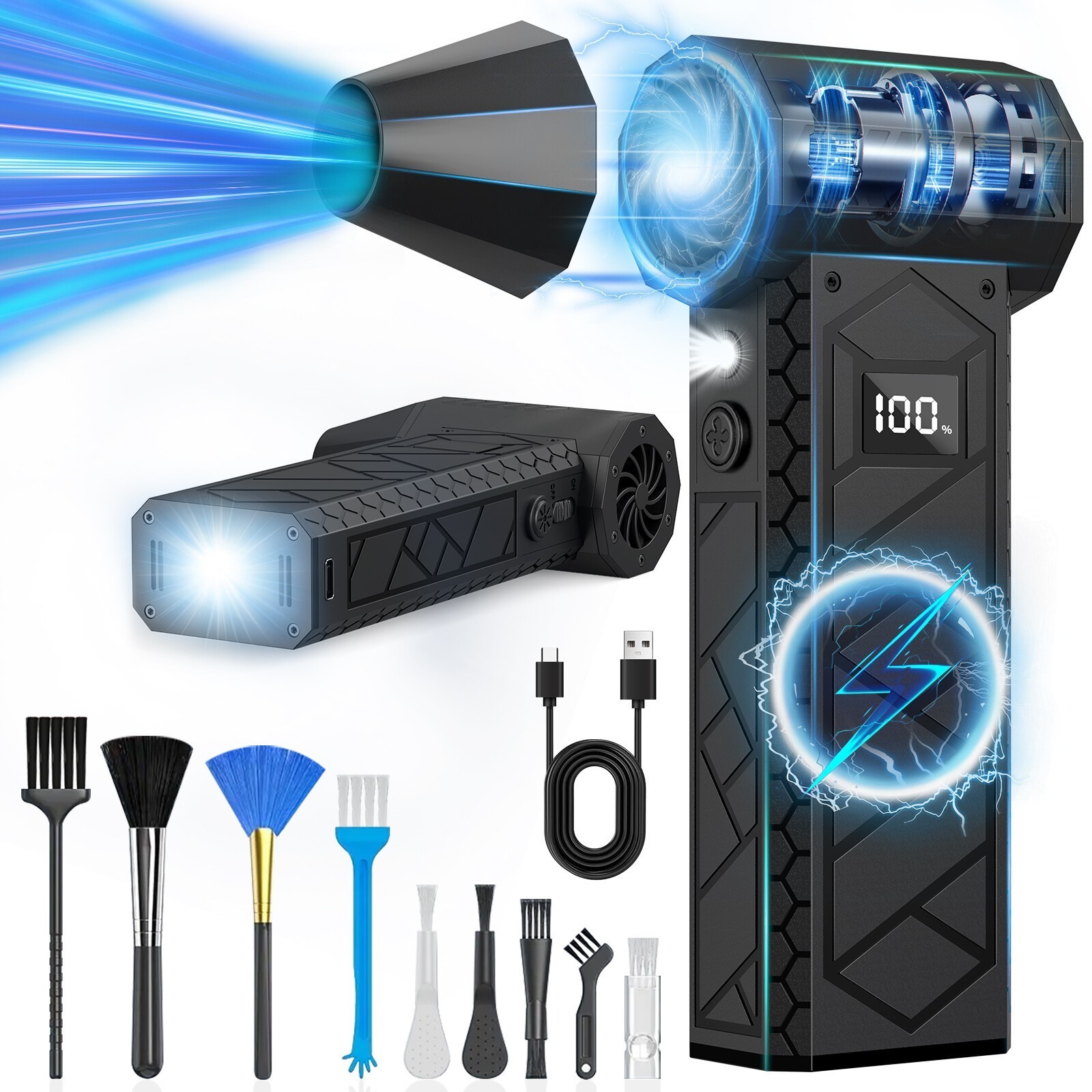 180000RPM Electric Air Duster Cordless Mini Jet Dry Blower Portable Turbo Fan ZA