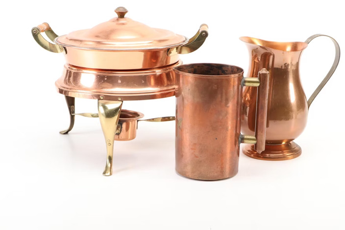 West Bend Copper Pitcher and Other Copper Serveware