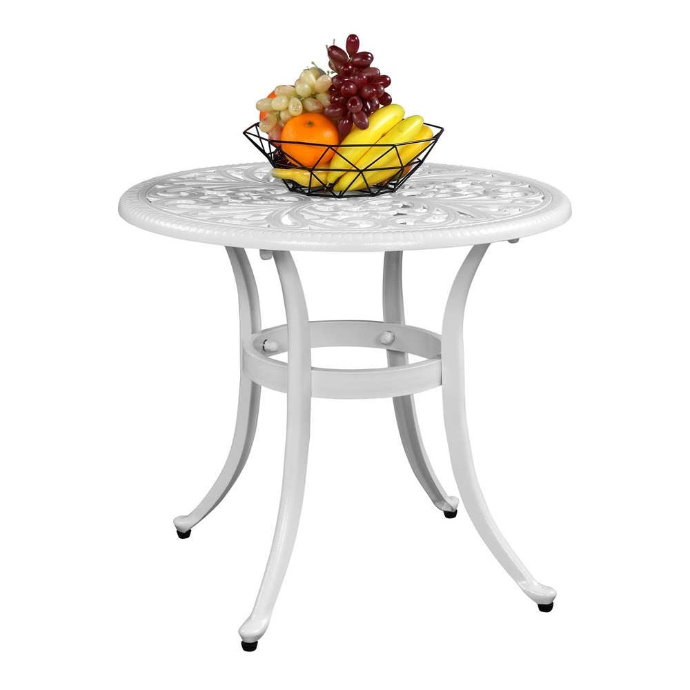 Phoenix Cast Aluminum Round Table, Patio End Table Side Table