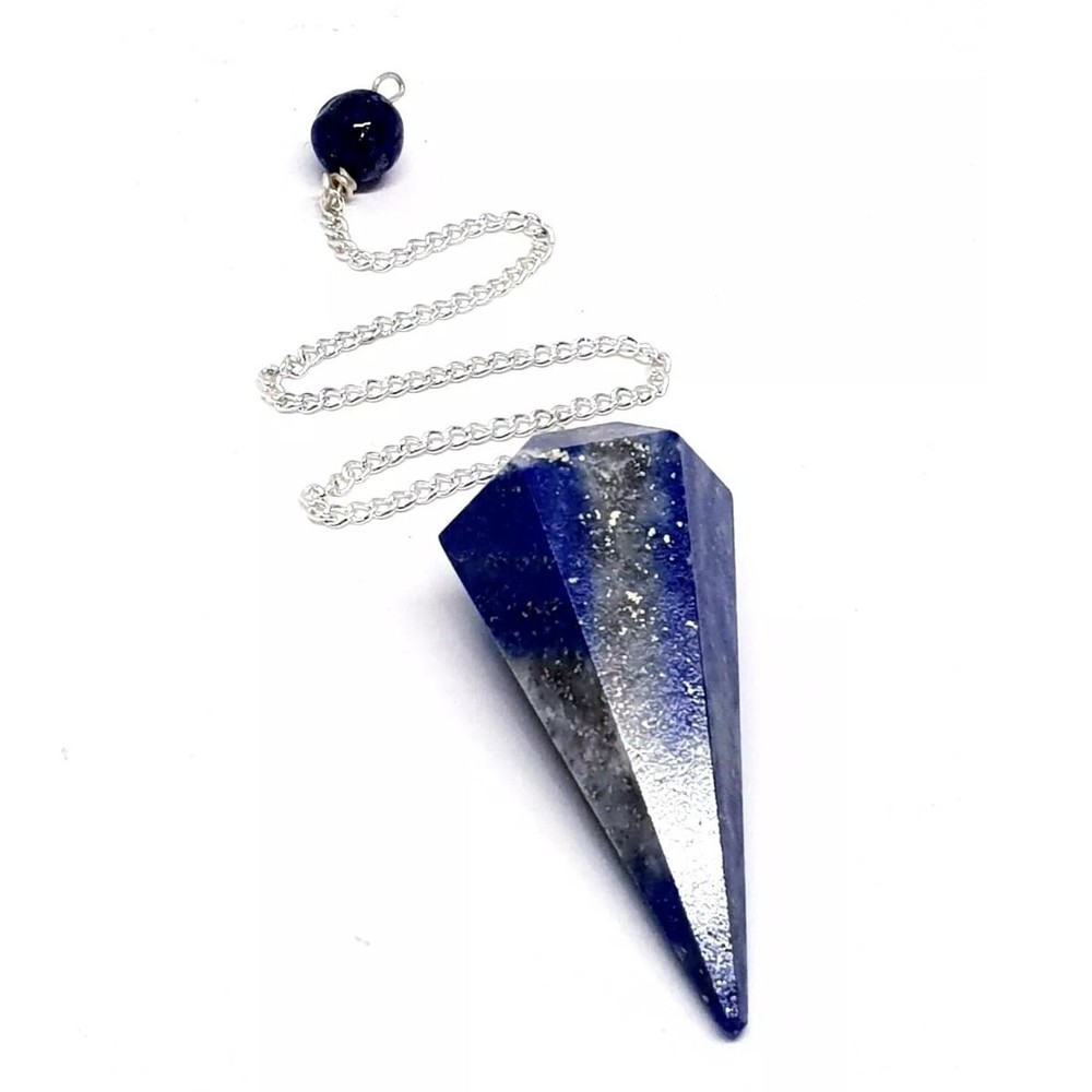 Lapis Lazuli Pendulum Dowser Chain Crystal Dowsing Divination Gemstone Tool Gift
