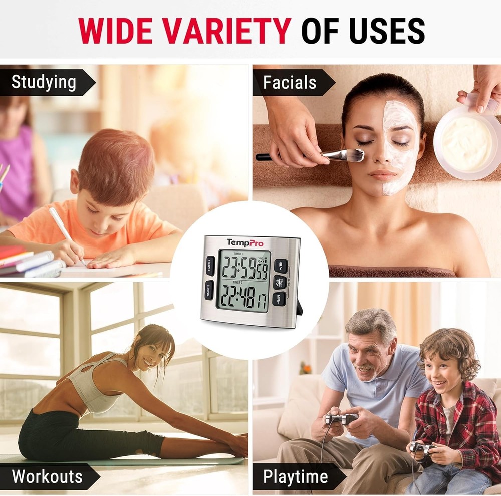24-Hour Digital Timer with Memory Function - Ideal for Cooking & Studies
