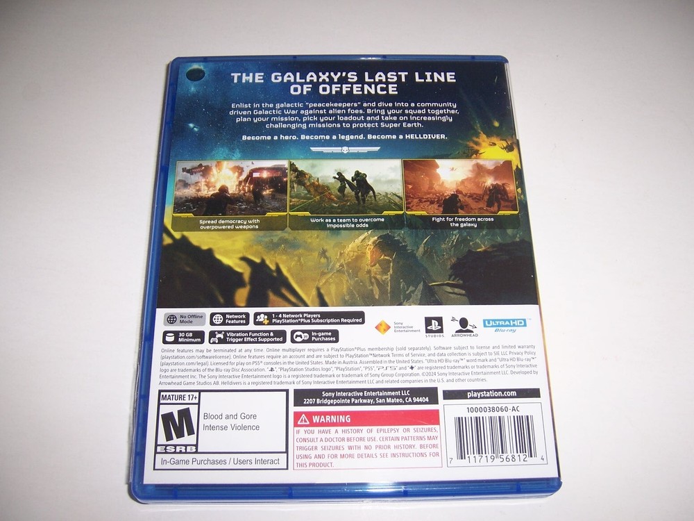 Replacement Box Case Only - Helldivers II 2 PlayStation 5 PS5 AUTHENTIC