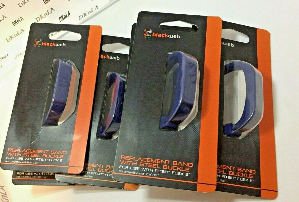 Solid Navy Blackweb REPLACEMENT Fitbit Flex 2 Band with Silver Steel Buckle NIP