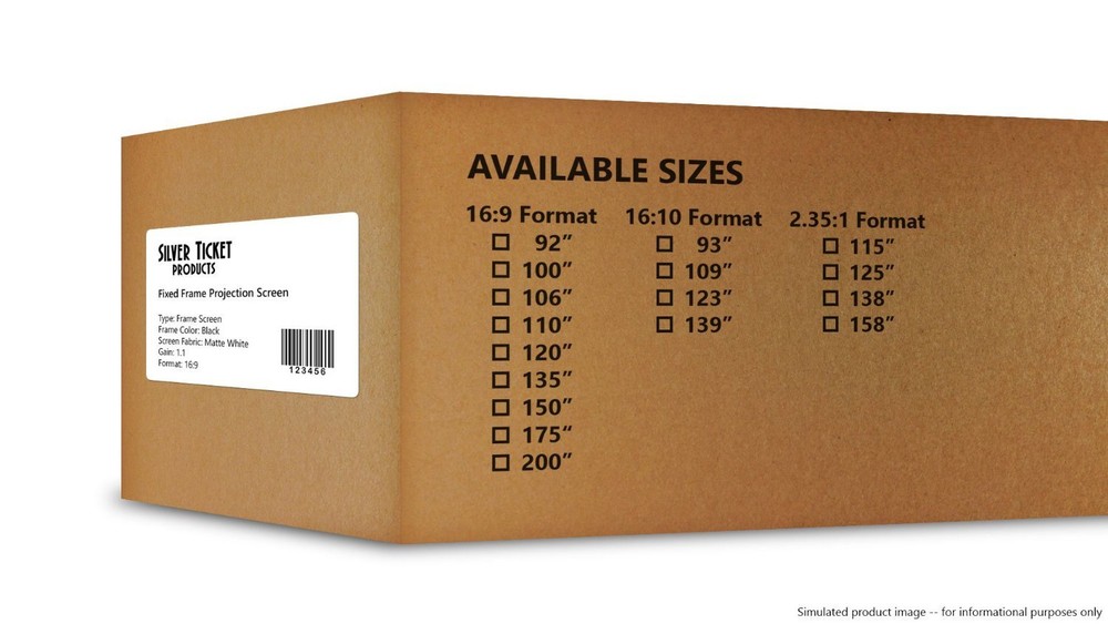 STR-169106-S Silver Ticket 106" Fixed Projection Screen Silver Material 16:9
