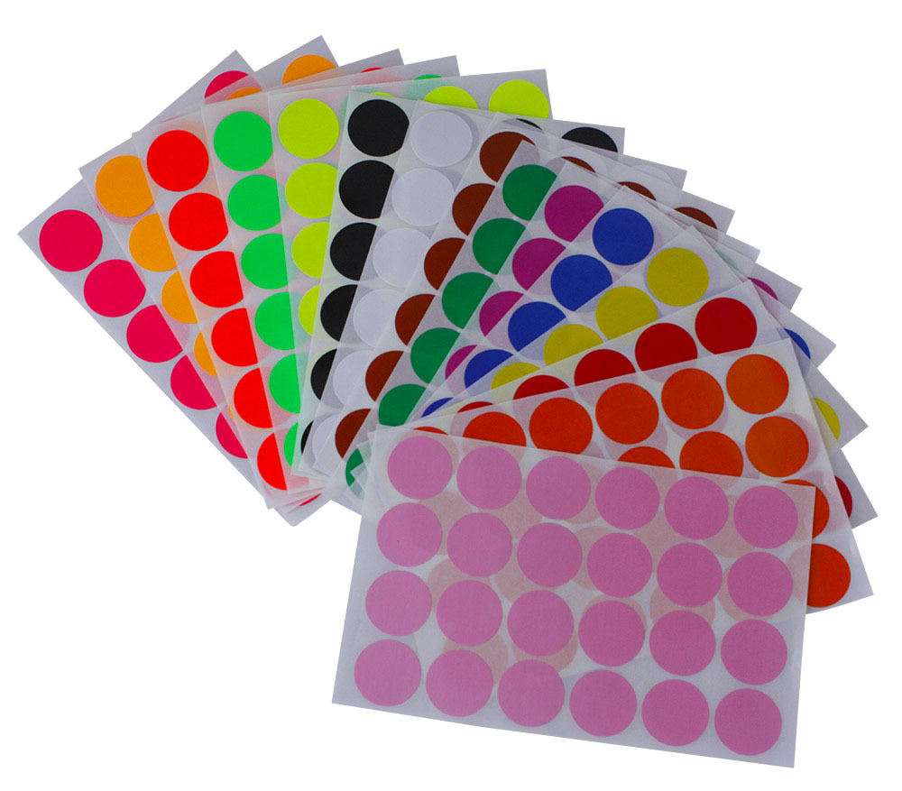 Round Dots Stickers Assorted Colors Coding Circle 1" 25mm Labels by Royal Green