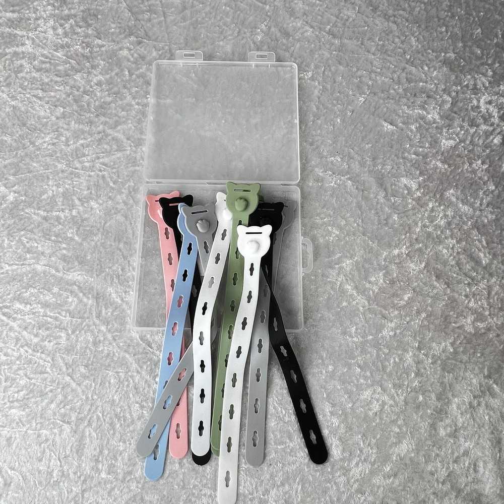 10 Piece Reusable Silicone Cable Bands - New