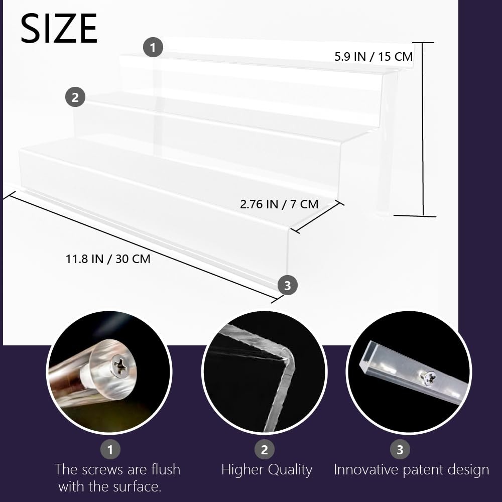 12 IN Clear Display Riser Stand with LED Light， Acrylic Organizer for Perfume...
