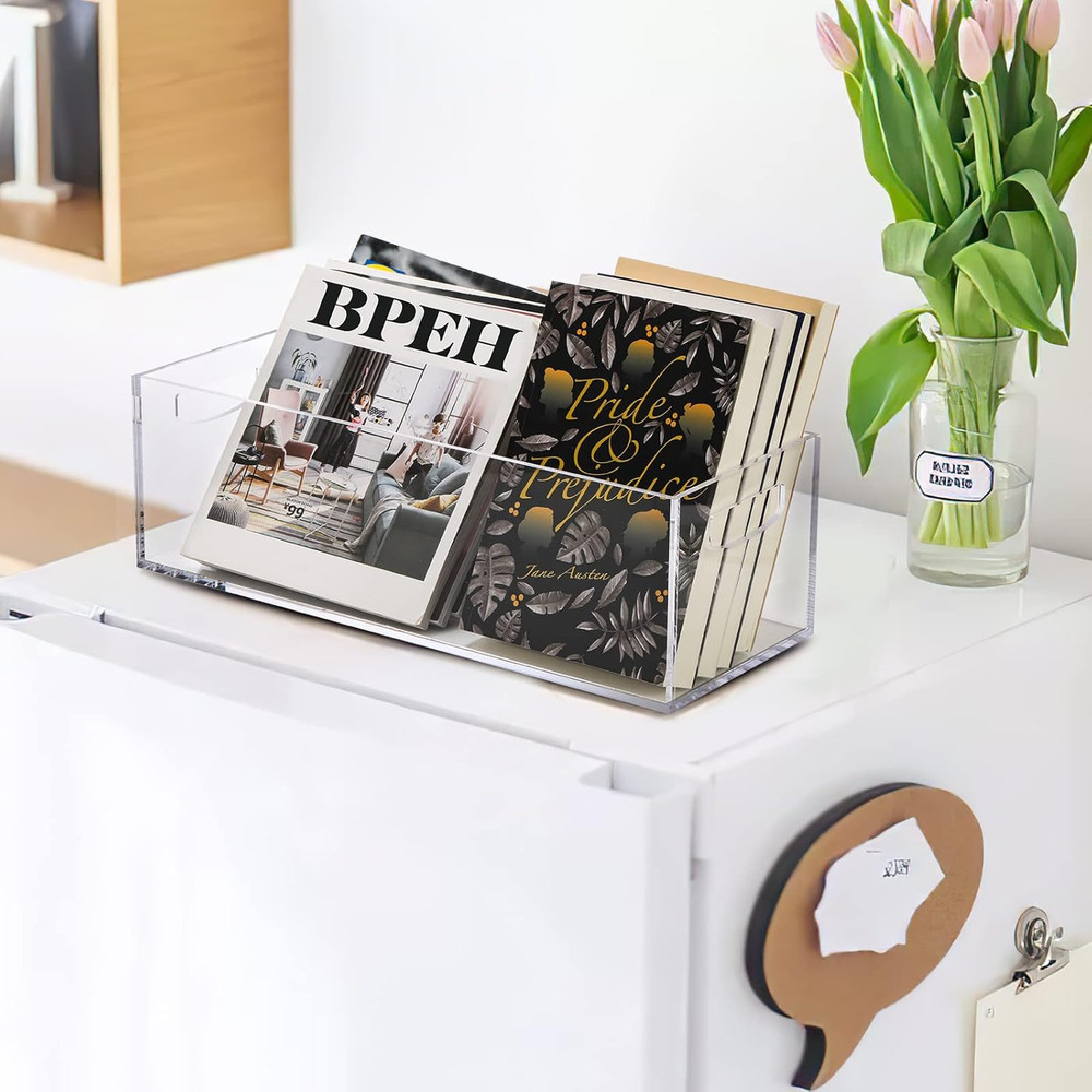 2 Pack Acrylic DVD/CD Storage Box, Clear DVD Holder Case with Handles, Stackable