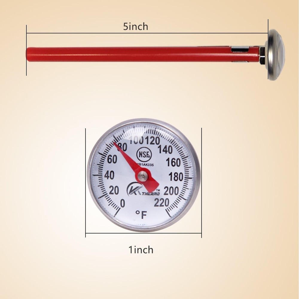 KT THERMO Instant Read 1-Inch Dial 4-PACK, Red, White