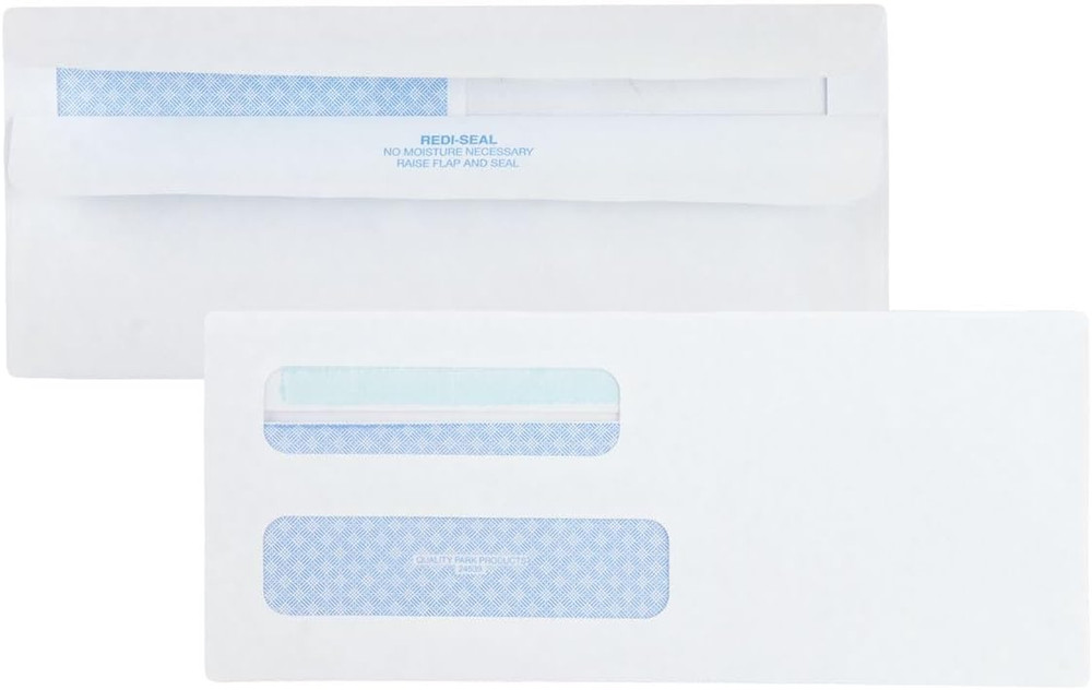 #8 5/8 Security Envelopes, Double Window, Self Seal Envelopes for Invoices/State