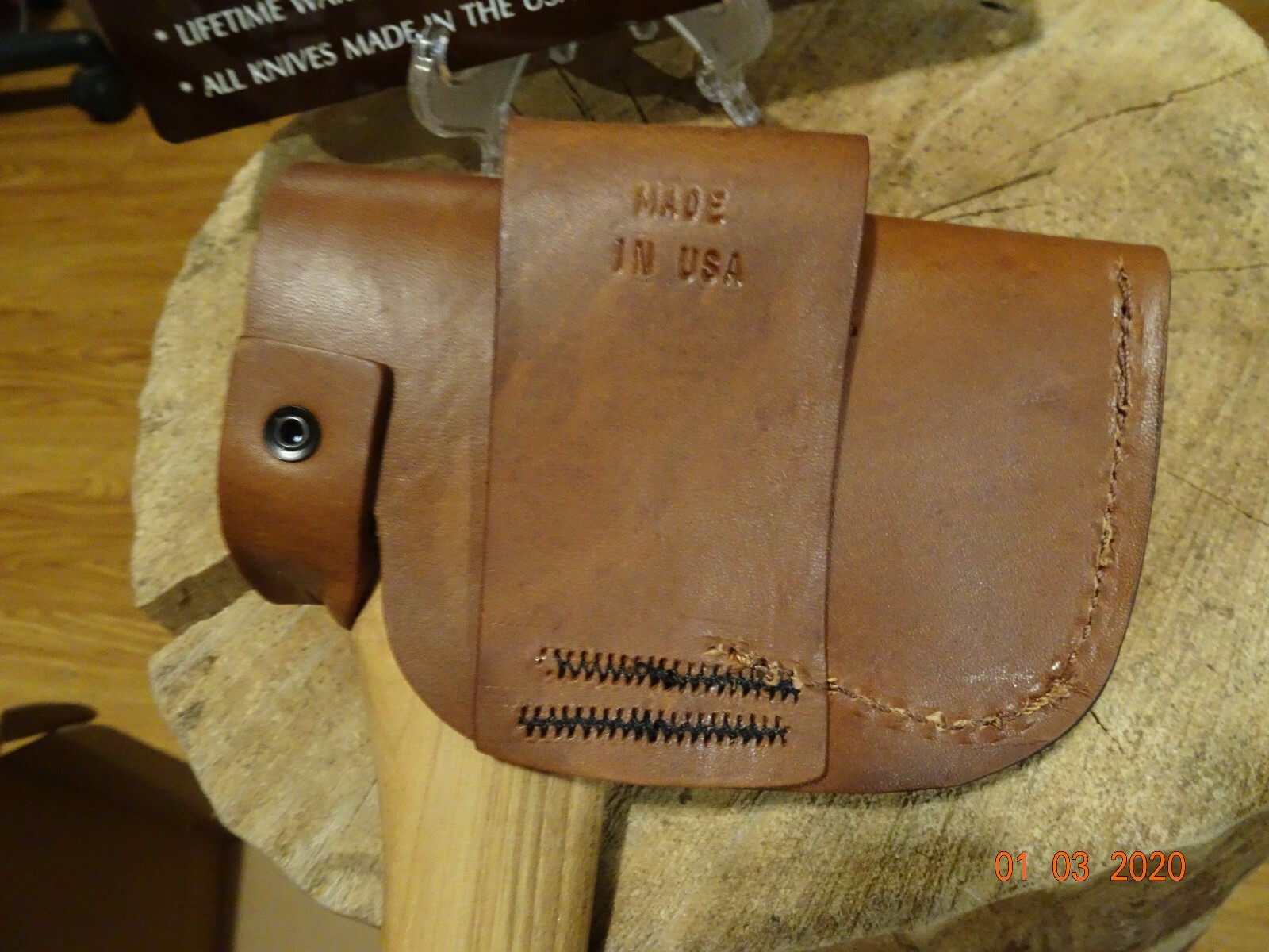 KNIVES OF ALASKA HUNTERS HATCHET WITH LEATHER BELT SHEATH MODEL 070FG A GREAT 1