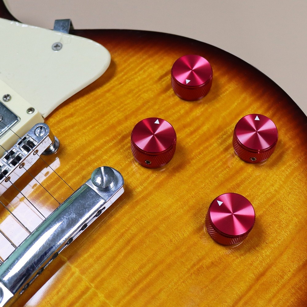 4x Guitar Knobs Aluminum Alloy Electronic Control Potentiometer Audio Knobs Red