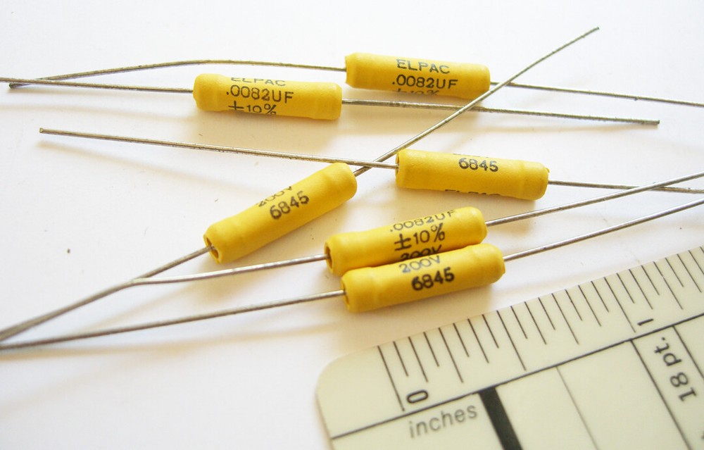 10 NOS Elpac Capacitors .0082 MFD @ 200 VDC