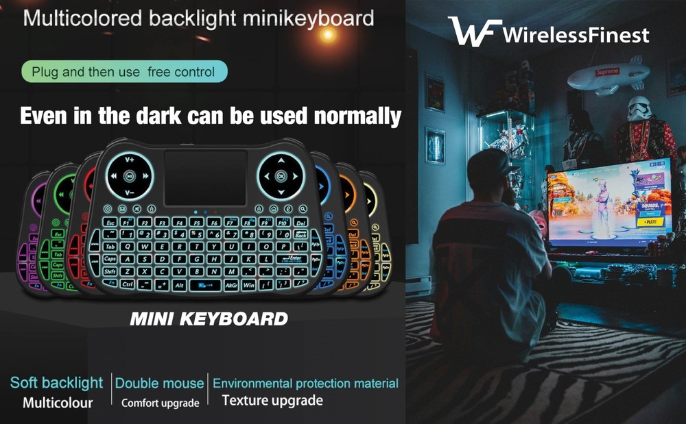 Wireless Mini Keyboard Touchpad Mouse Combo For Android Windows 10/11 Pi 2