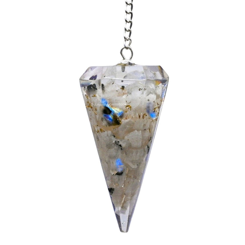 Rainbow Moonstone Orgone Crystal Pendulums
