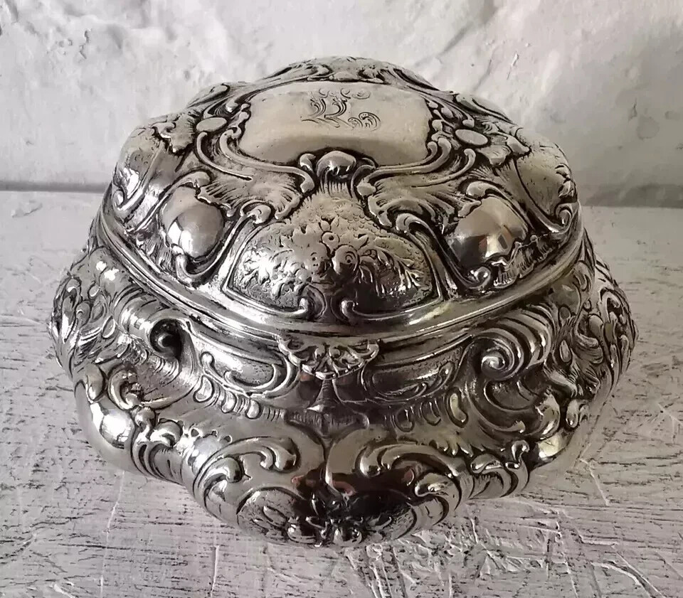 Magnificent German Solid Silver Jewellery Box Casket - 305g