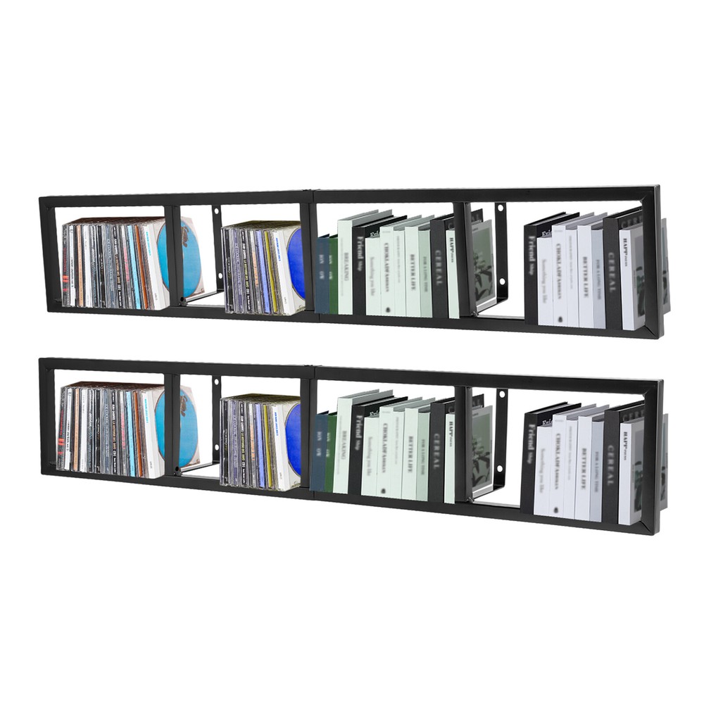 2pcs Wall-Mounted Floating Shelf CD DVD Rack Media Storage Rack Organizer Shelf