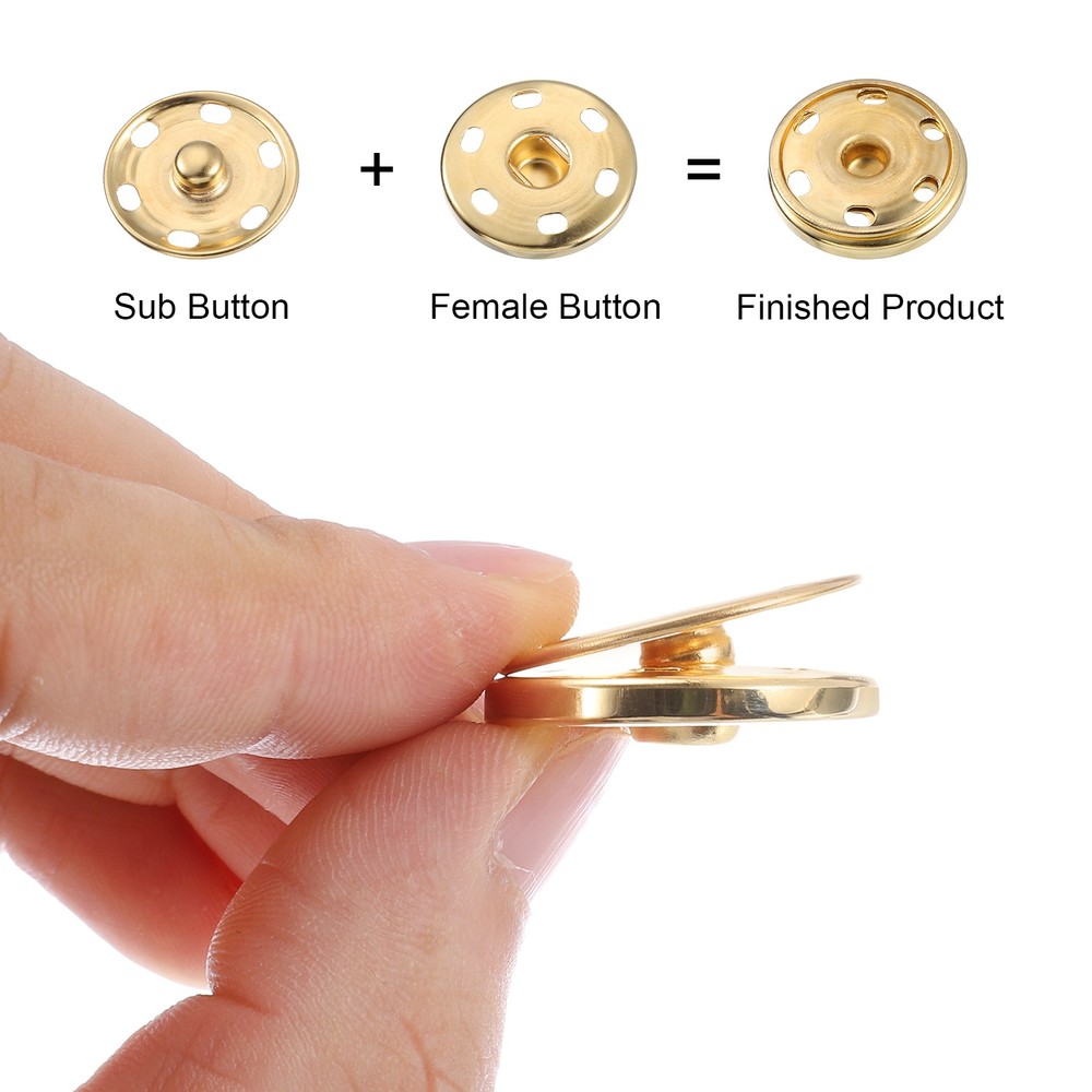25 Sets Sewing Snap Buttons, Press Buttons Snap Fasteners 19mm, Gold