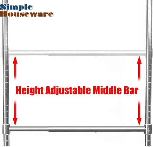 Simple Houseware Adjustable Closet Hanging Rod, Chrome 1 Pack, 1